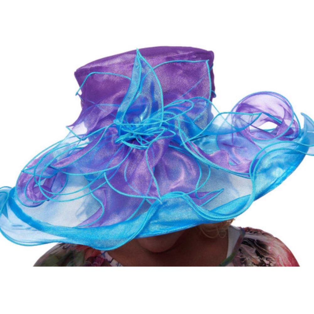 COPY - Delightful Duality Two Tone Organza Hat with Flower Accent